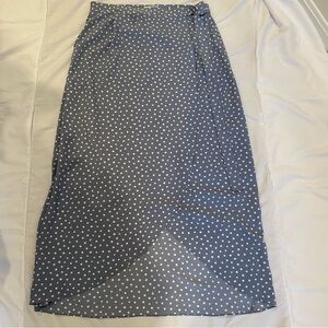 Max Studio Light Blue Polka Dot Wrap Skirt Medium